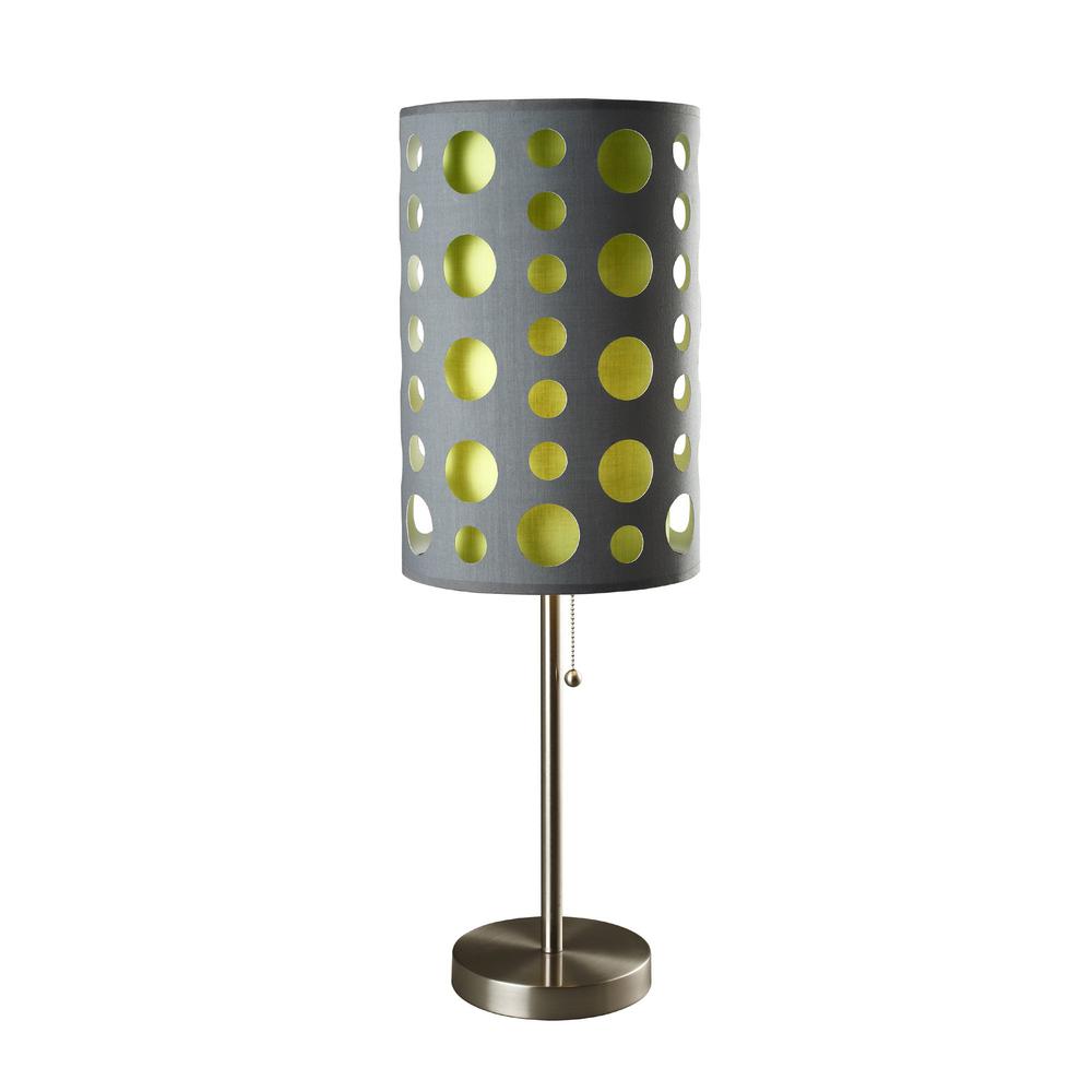 33" Gray and Green Mod Dot Novelty Table Lamp. Picture 1