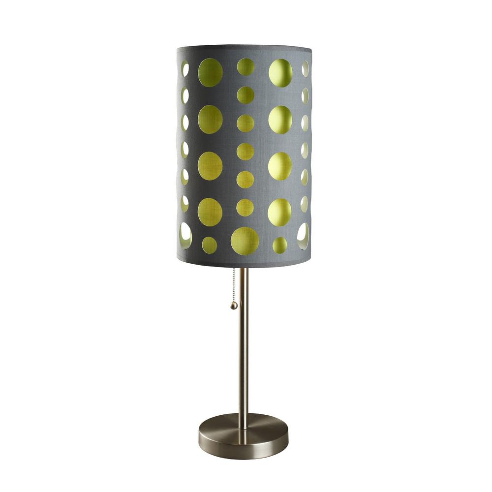 33" Gray and Green Mod Dot Novelty Table Lamp. Picture 2