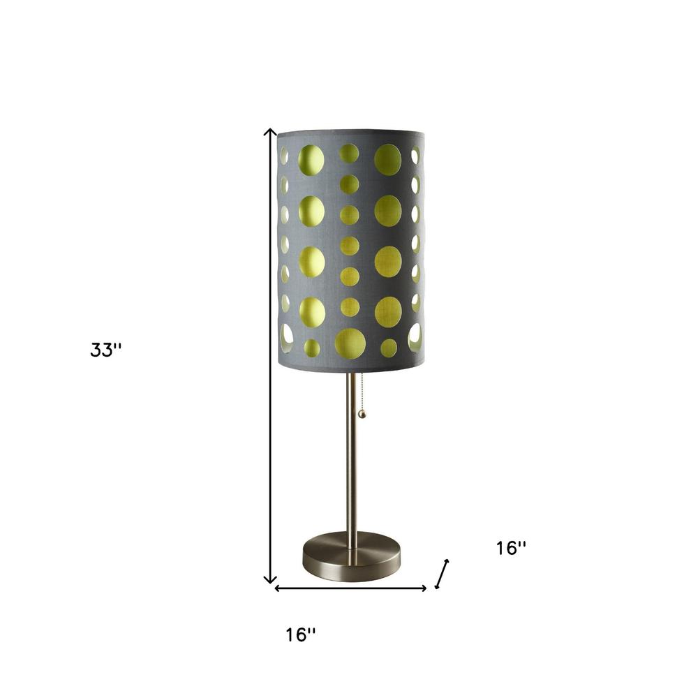 33" Gray and Green Mod Dot Novelty Table Lamp. Picture 6