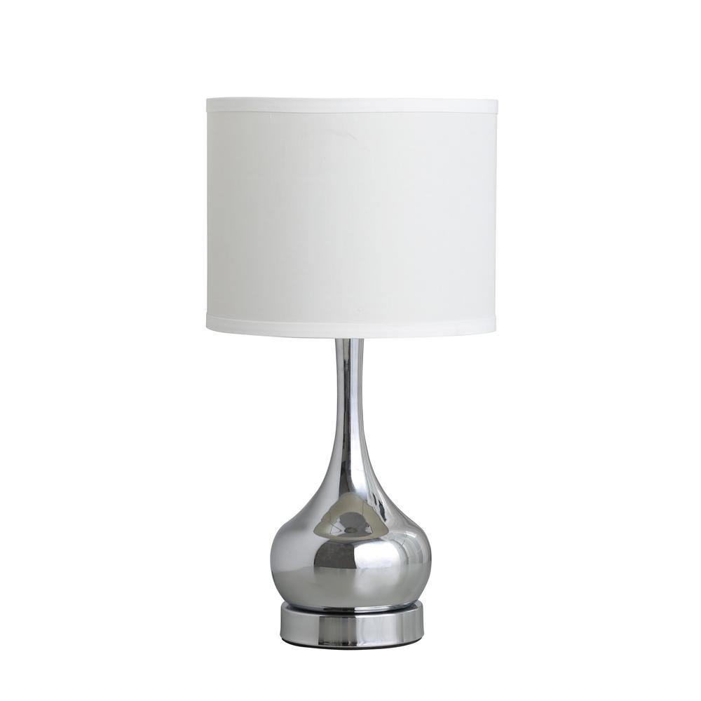 19” Contemporary Silver Metal Table Lamp. Picture 1
