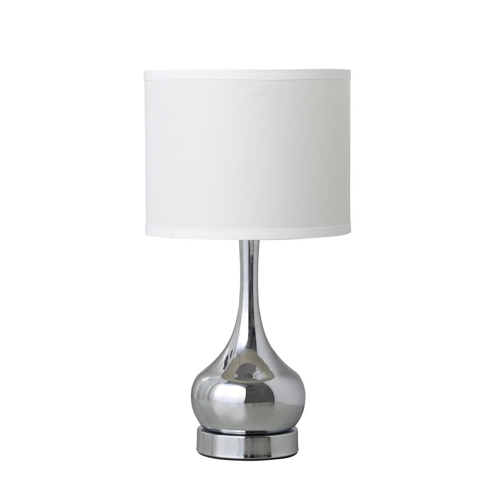 19” Contemporary Silver Metal Table Lamp. Picture 3
