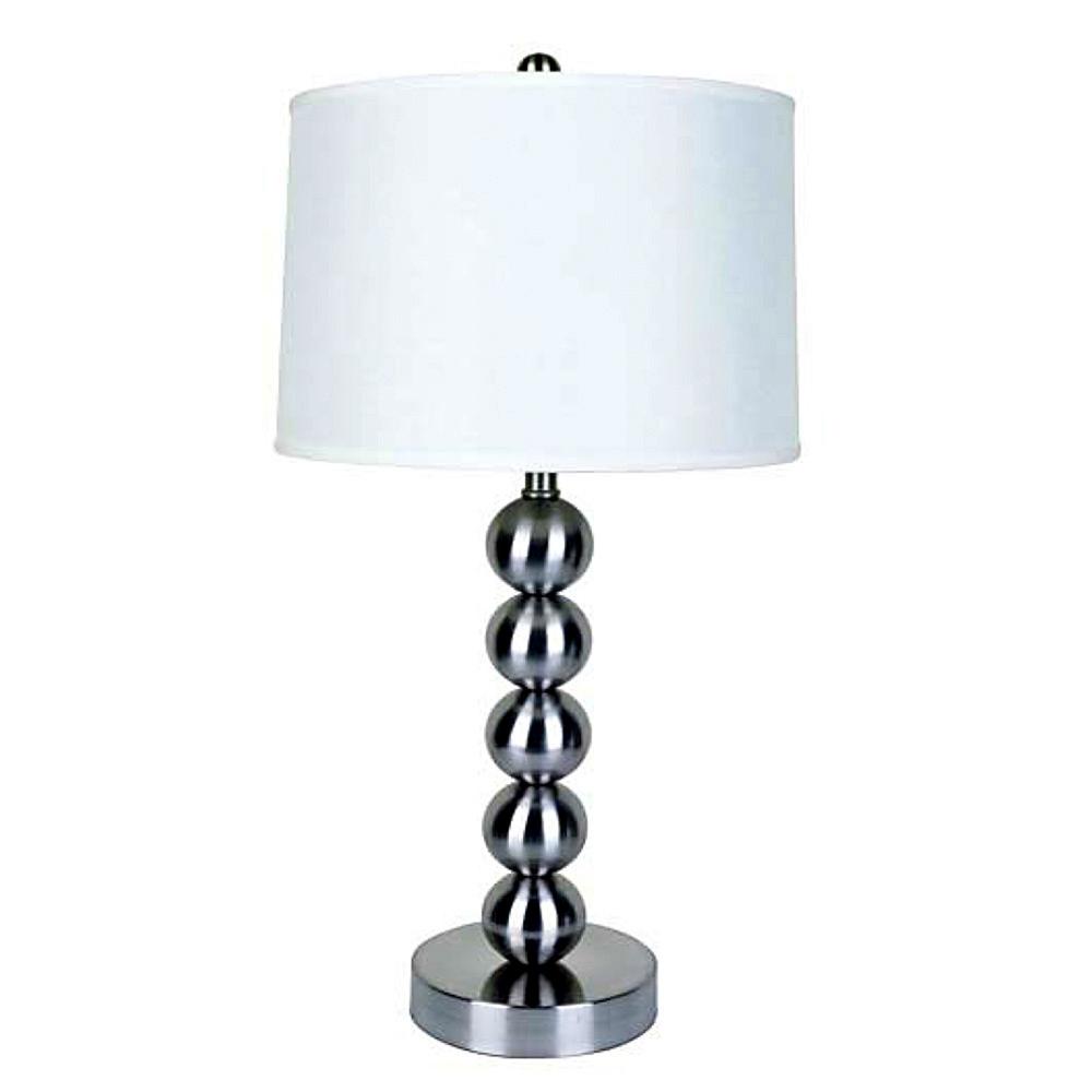 Silver Bauble Table Lamp with White Shade. Picture 1
