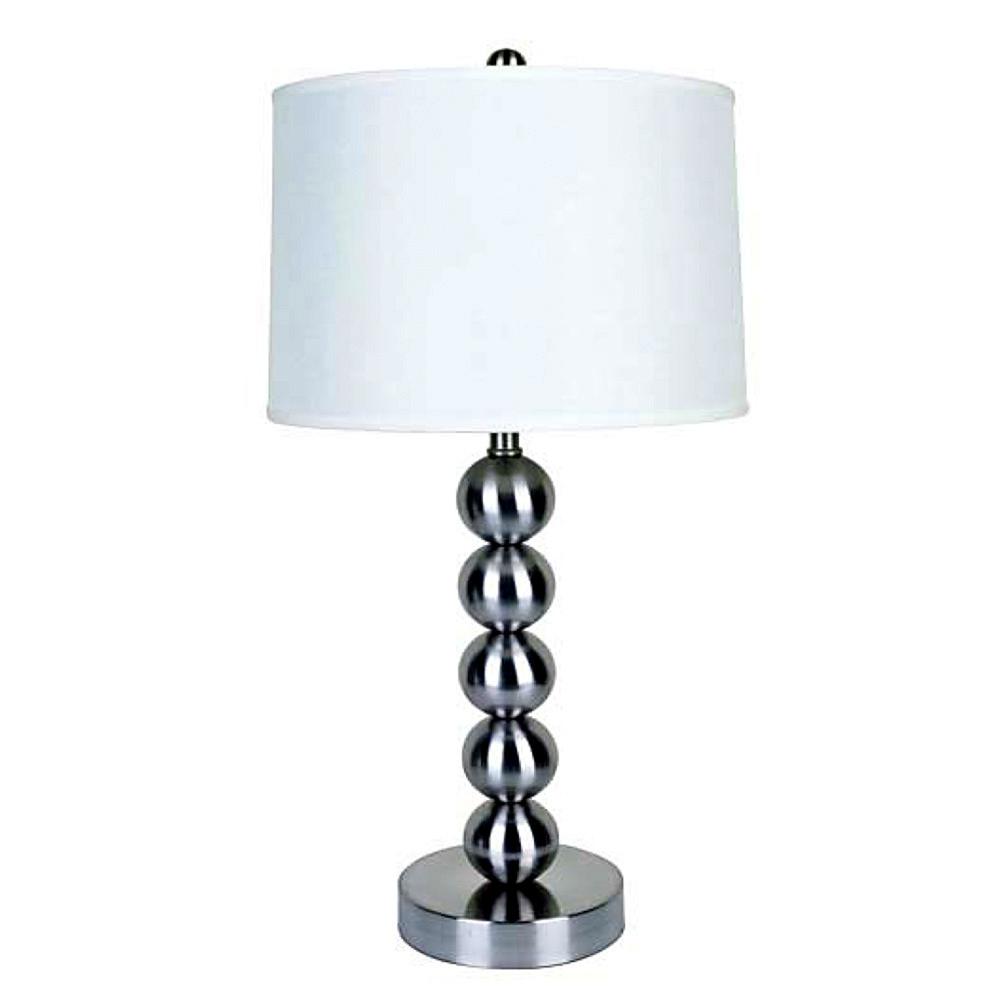 Silver Bauble Table Lamp with White Shade. Picture 2