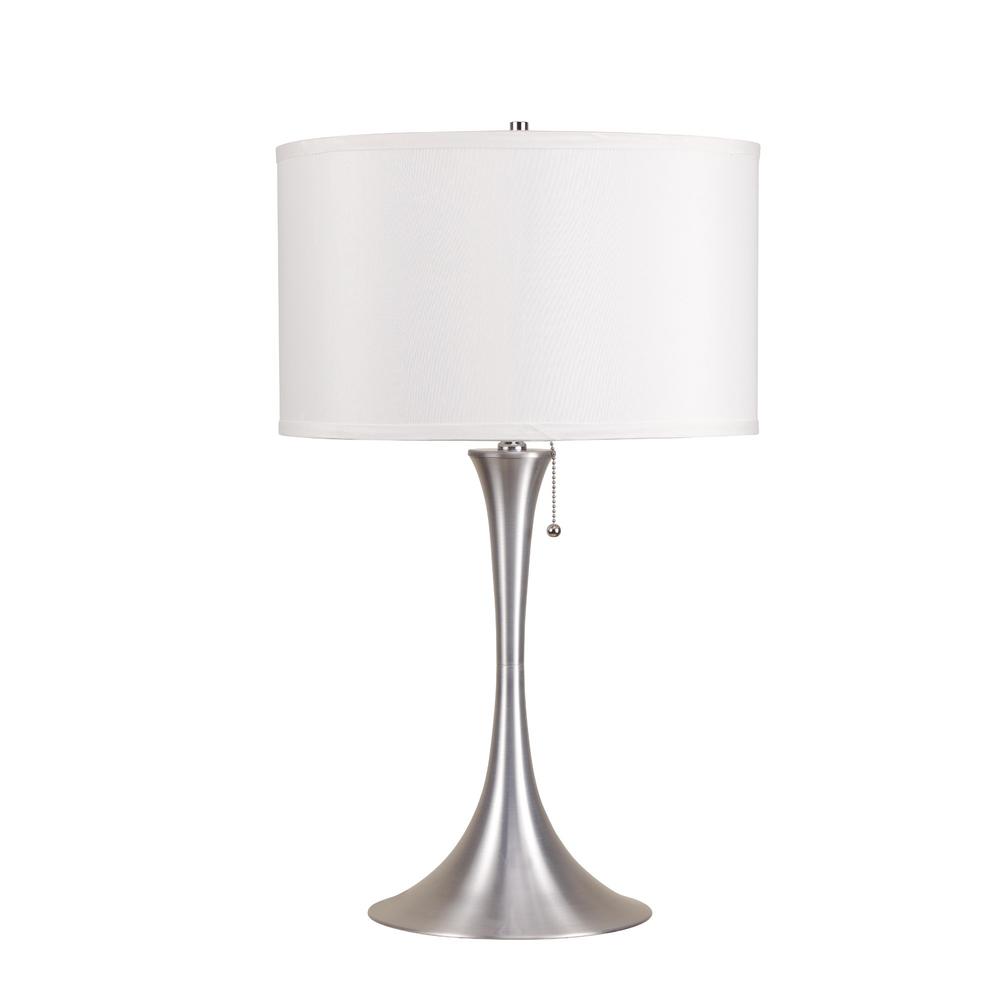 Minimalist Silver Metal Table Lamp. Picture 1