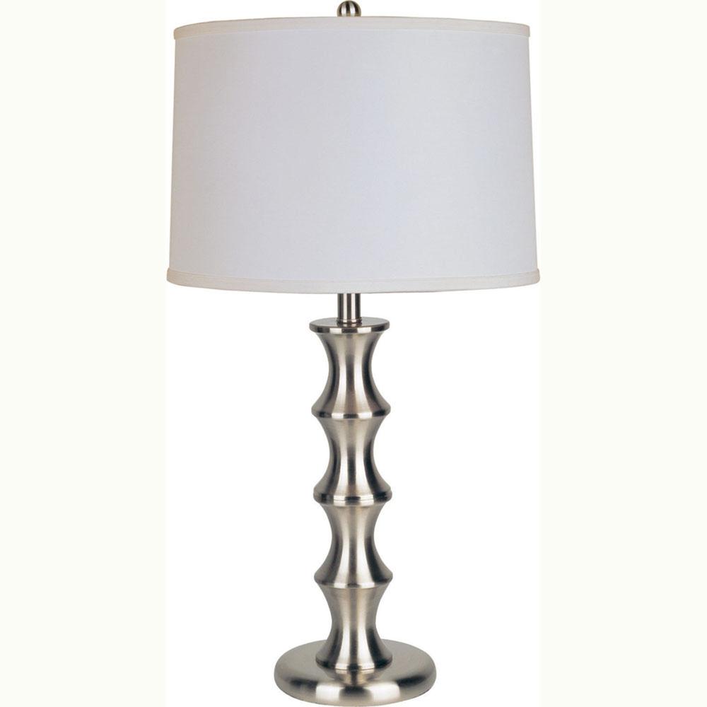 Contemporary, Silver Table Lamp with White Shade. Picture 1