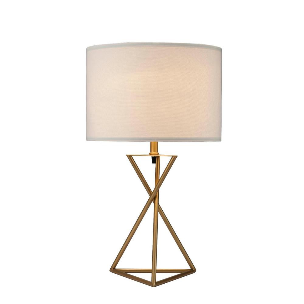 Contemporary Gold Geo Table Lamp with White Shade. Picture 2