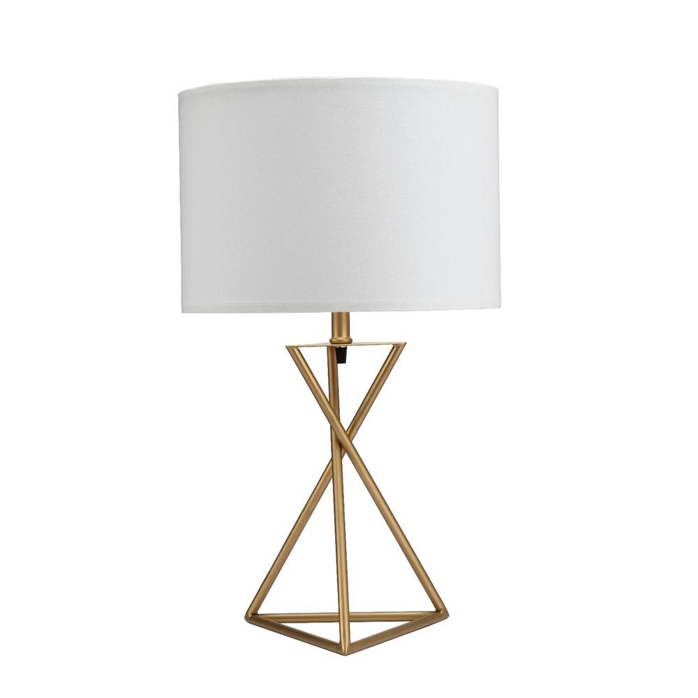 Contemporary Gold Geo Table Lamp with White Shade. Picture 4