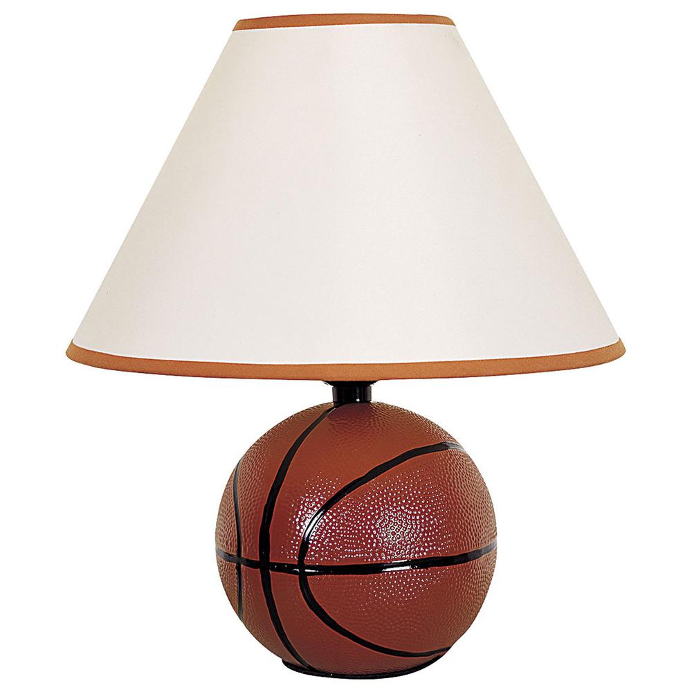 Basketball Shaped Table Lamp with White Shade. Picture 1