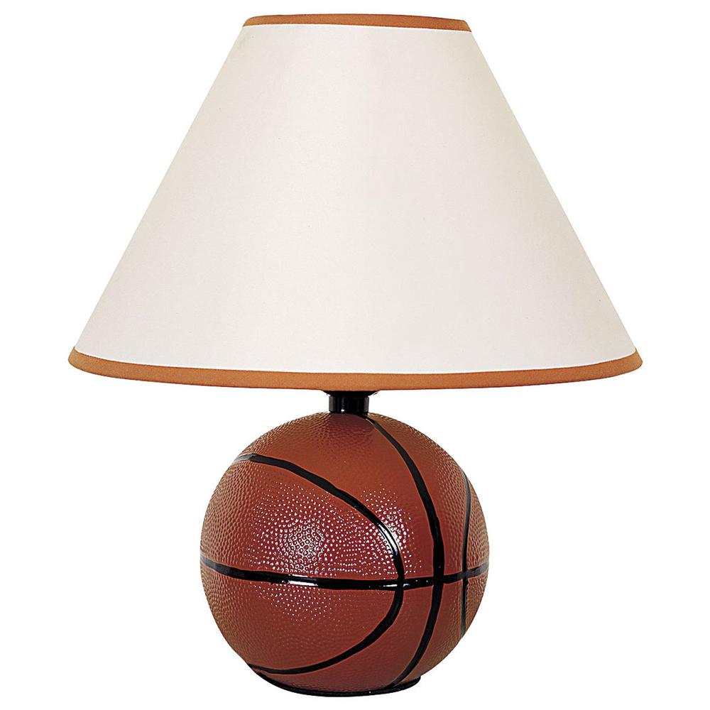 Basketball Shaped Table Lamp with White Shade. Picture 2