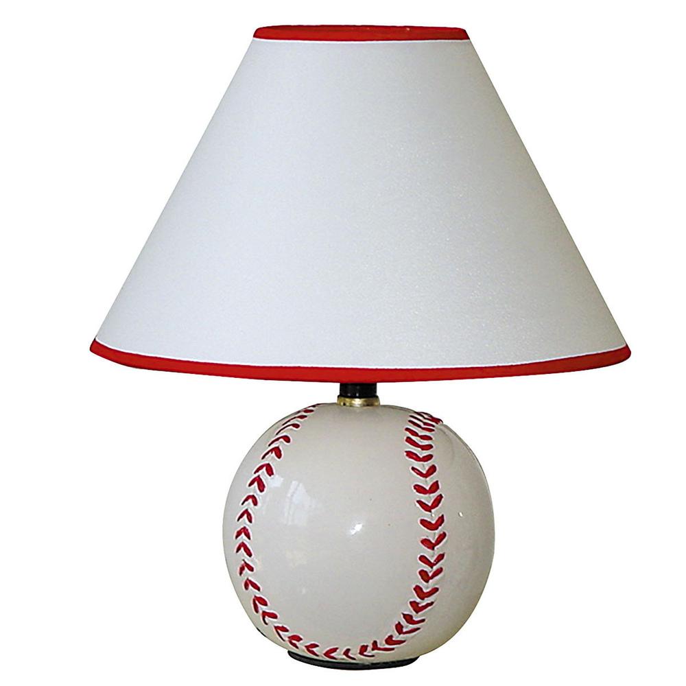 Baseball Shaped Table Lamp with White Shade. Picture 2