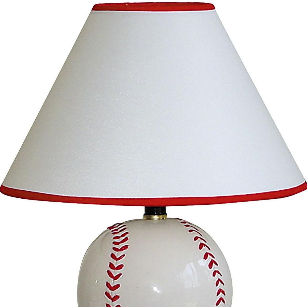 Baseball Shaped Table Lamp with White Shade. Picture 3