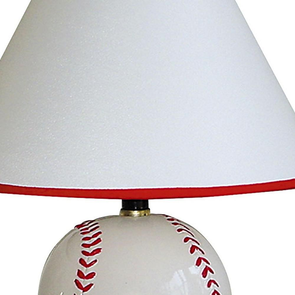 Baseball Shaped Table Lamp with White Shade. Picture 4
