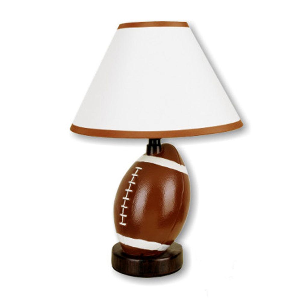 Football Shaped Table Lamp with White Shade. Picture 1