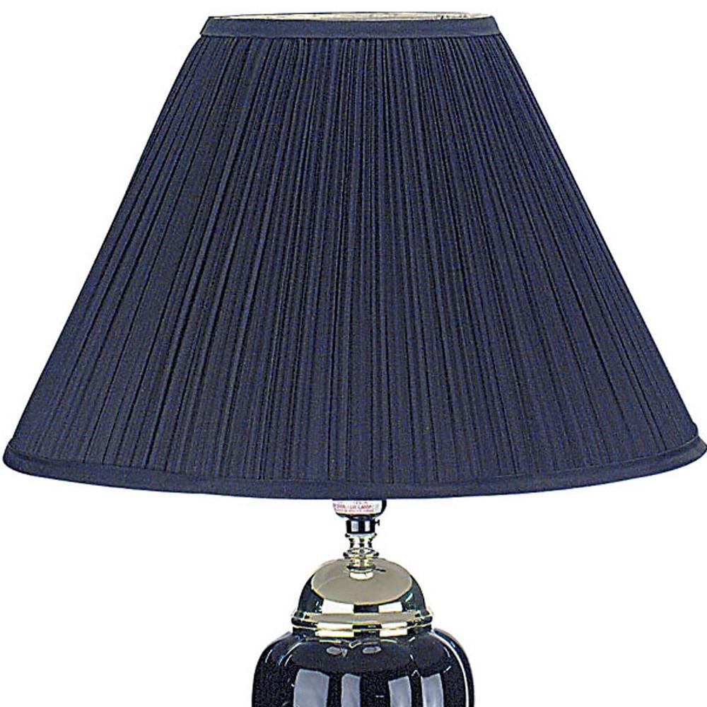 Gold and Black Table Lamp with Navy Blue Shade. Picture 3