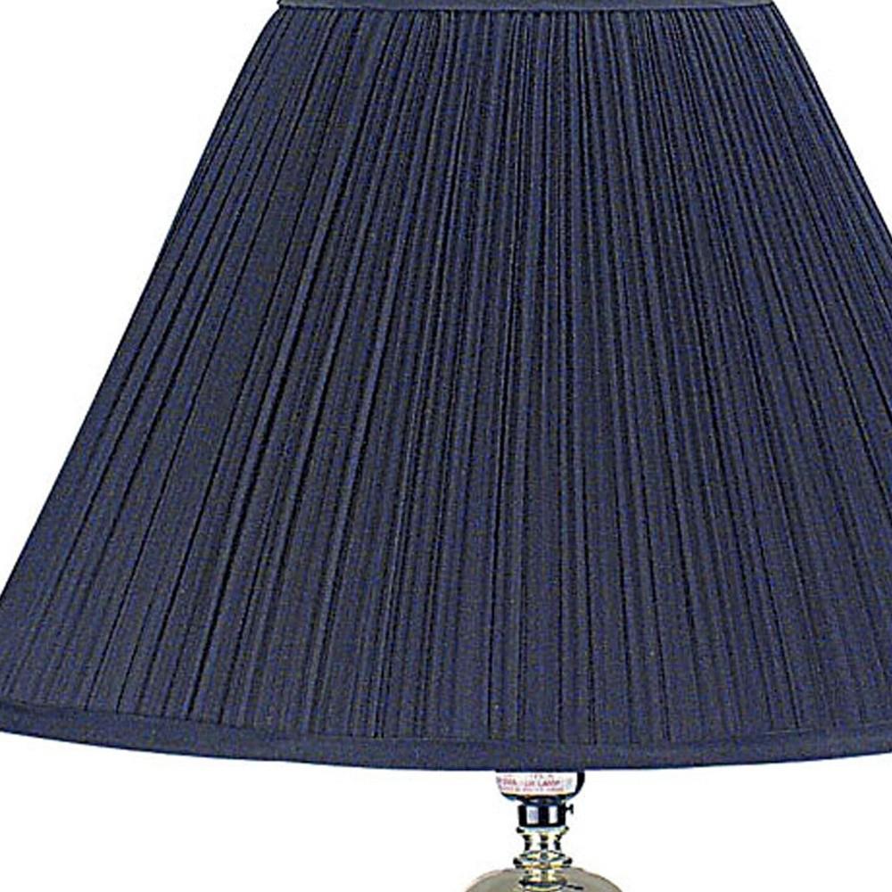 Gold and Black Table Lamp with Navy Blue Shade. Picture 4