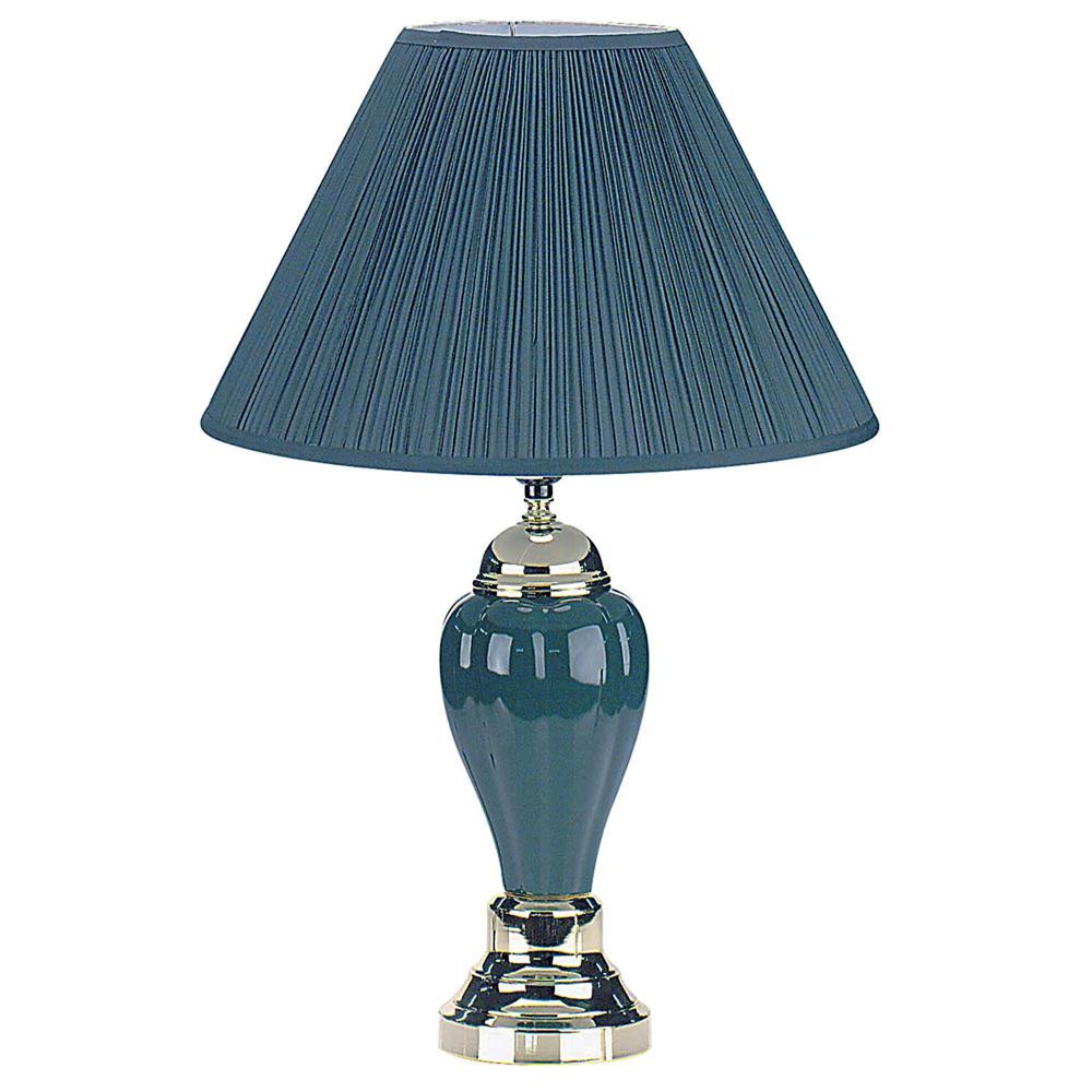 Silver and Teal Table Lamp with Teal Shade. Picture 2