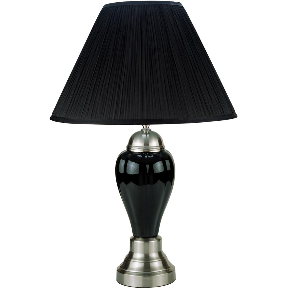 Silver and Black Table Lamp with Black Shade. Picture 2