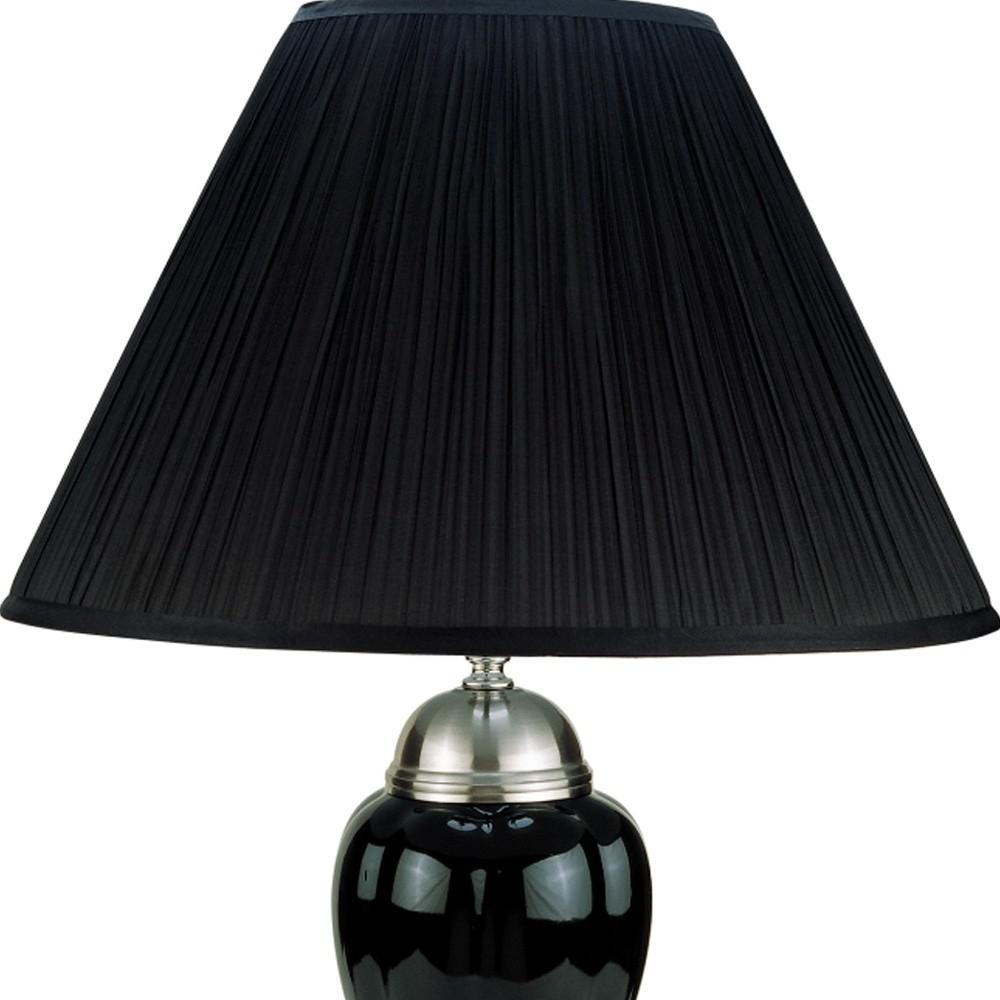 Silver and Black Table Lamp with Black Shade. Picture 3