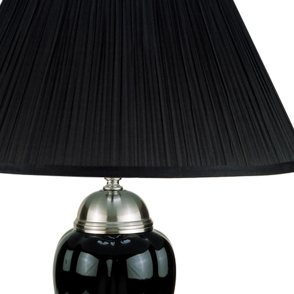 Silver and Black Table Lamp with Black Shade. Picture 4