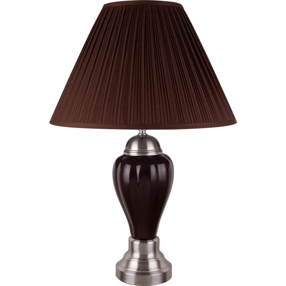 Silver and Brown Table Lamp with Brown Shade. Picture 2