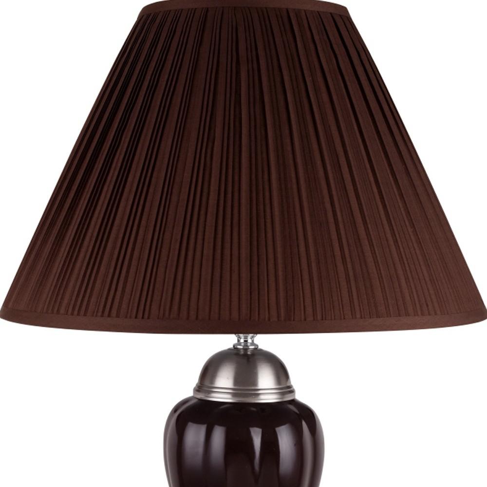 Silver and Brown Table Lamp with Brown Shade. Picture 3