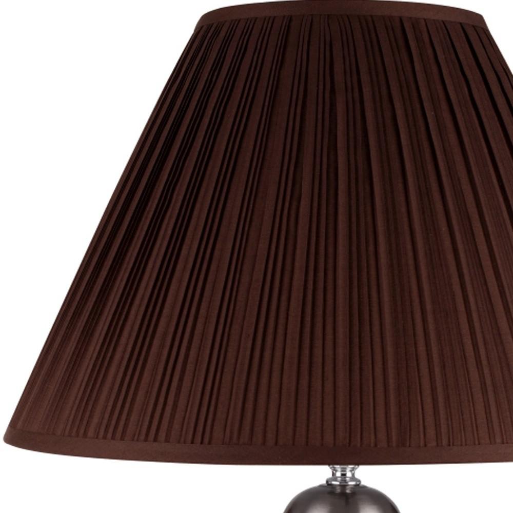 Silver and Brown Table Lamp with Brown Shade. Picture 4