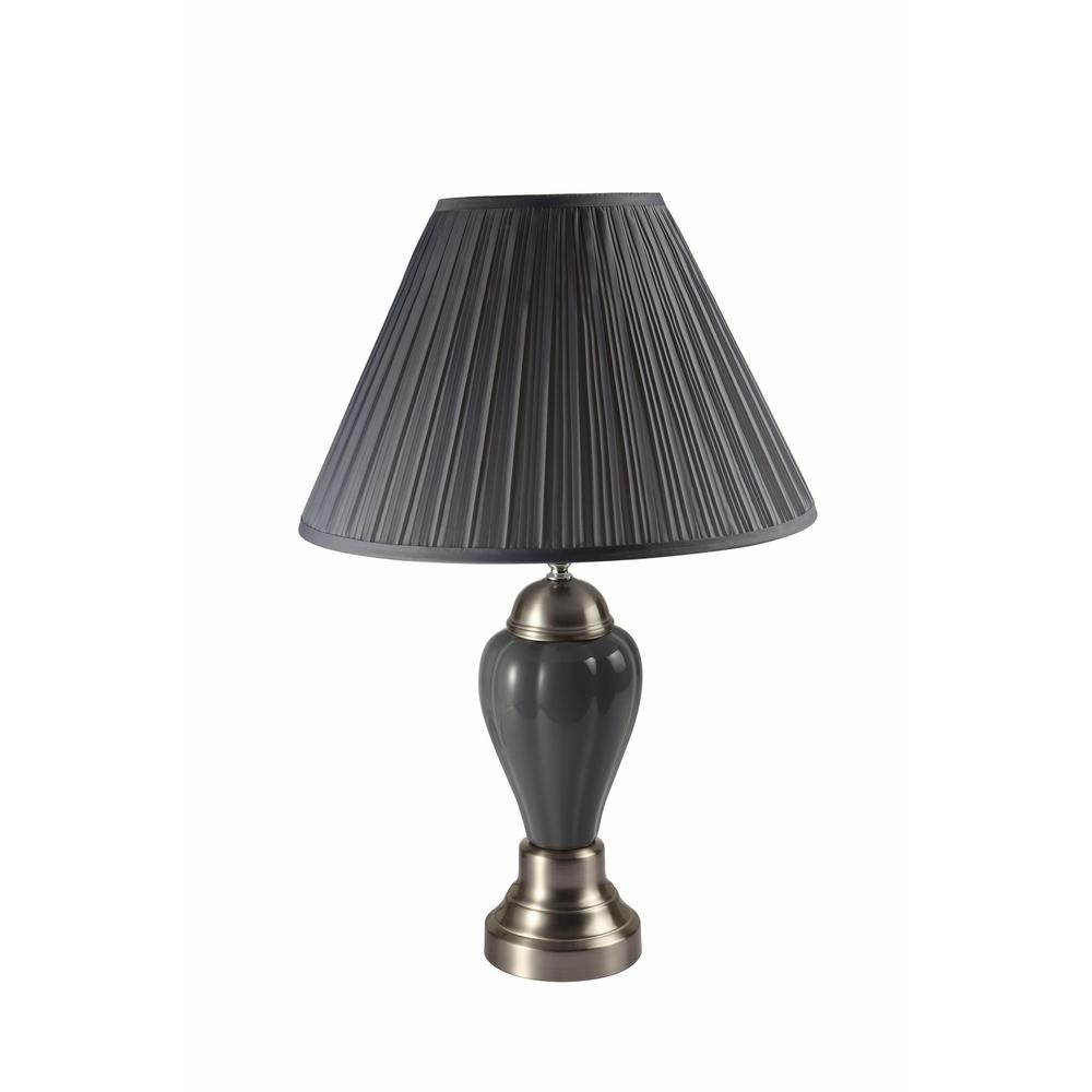 Silver and Dark Gray Table Lamp with Dark Gray Shade. Picture 1