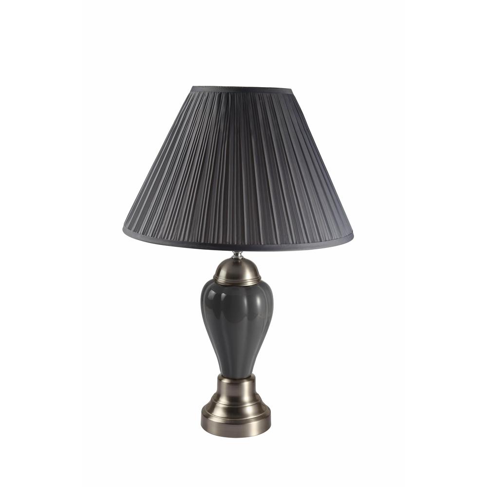 Silver and Dark Gray Table Lamp with Dark Gray Shade. Picture 3