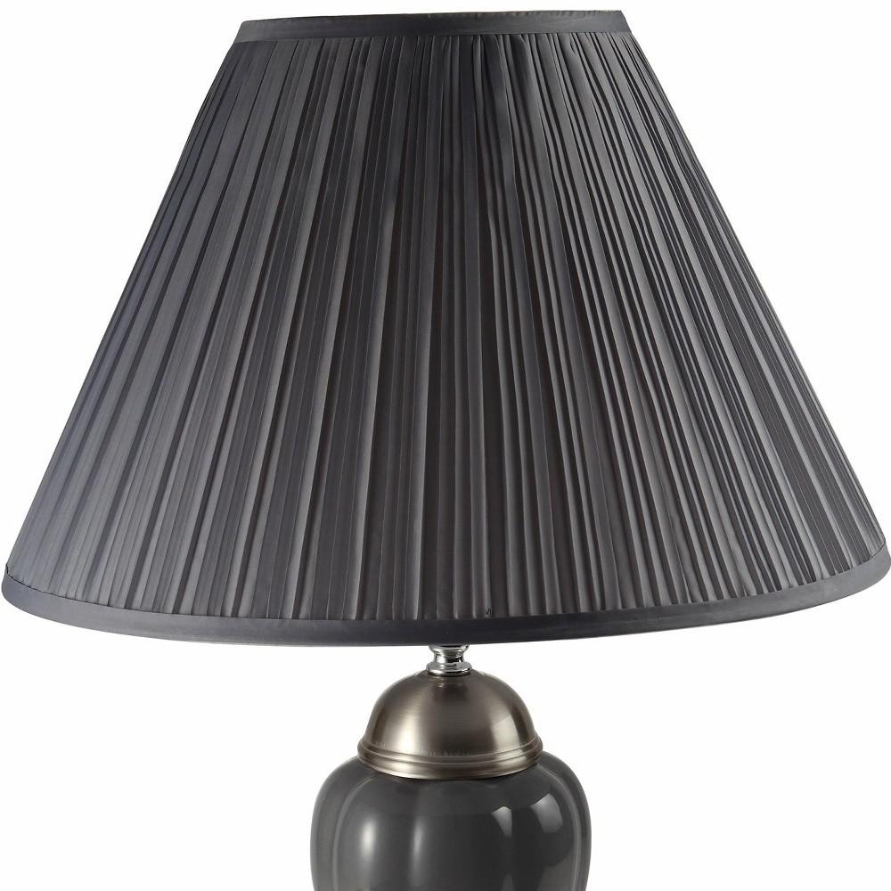 Silver and Dark Gray Table Lamp with Dark Gray Shade. Picture 4