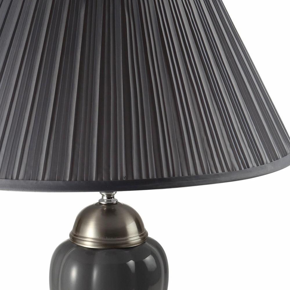 Silver and Dark Gray Table Lamp with Dark Gray Shade. Picture 5