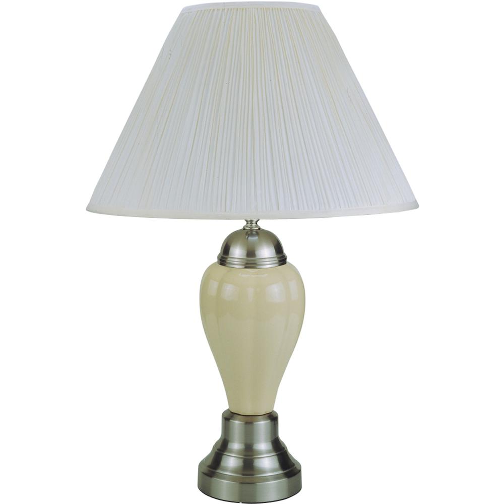 Silver and Ivory Table Lamp with White Shade. Picture 1