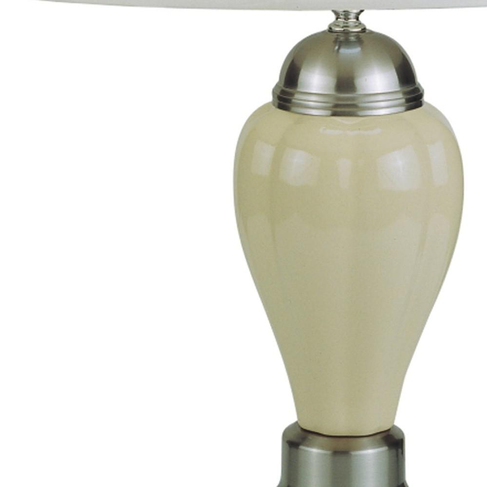 Silver and Ivory Table Lamp with White Shade. Picture 3