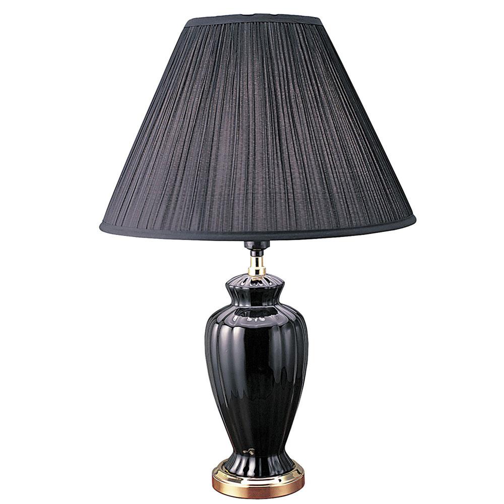 26” Stylish Black Ceramic Urn Shape Table Lamp. Picture 1