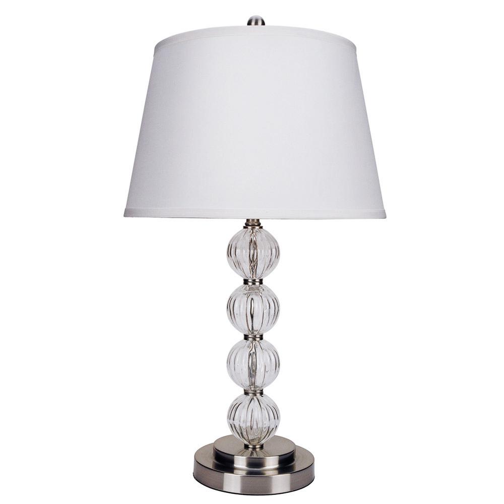 29" Silver Metal Table Lamp With White Classic Empire Shade. Picture 2