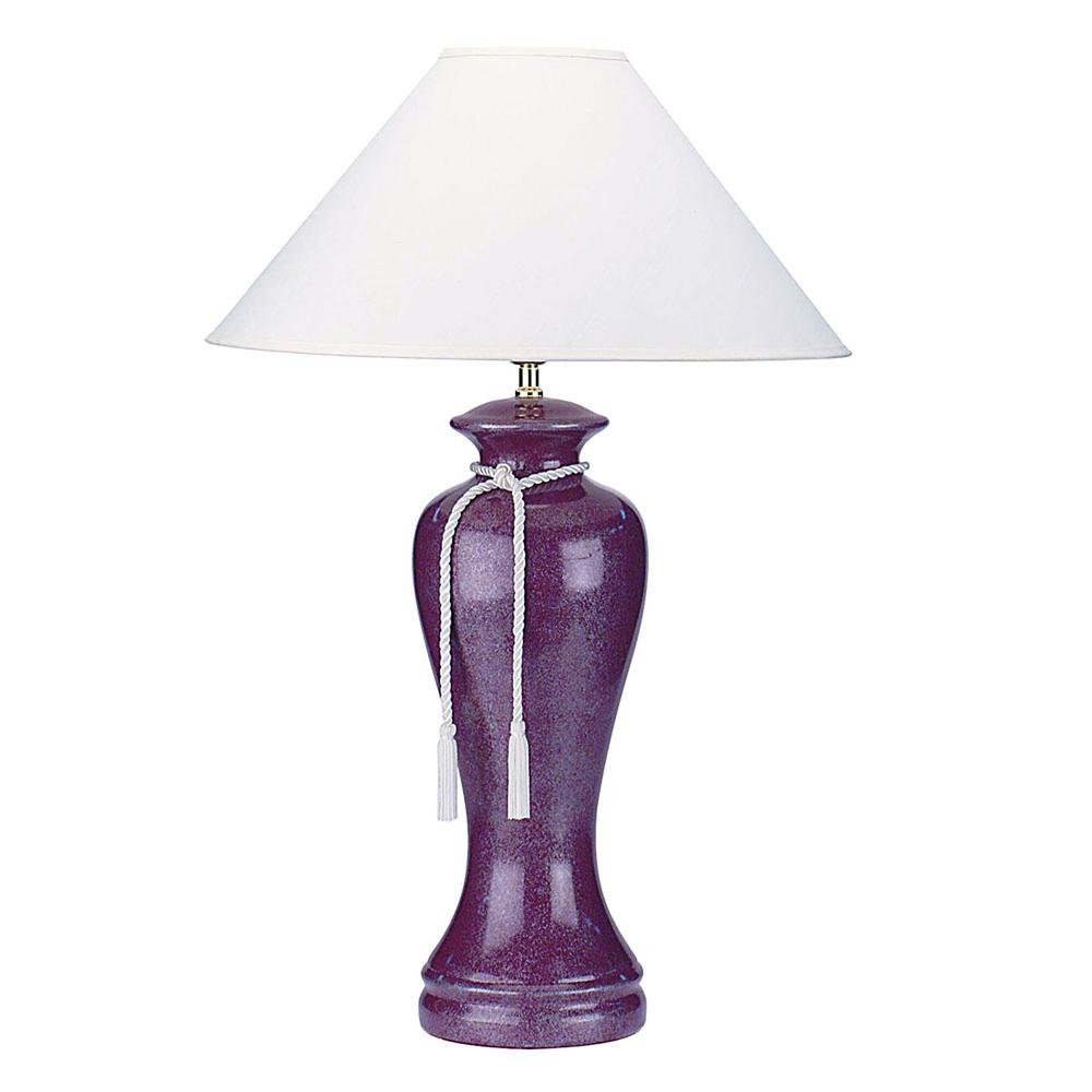 35" Red Burgundy Glaze Ceramic Urn Table Lamp With White Classic Empire Shade. Picture 1