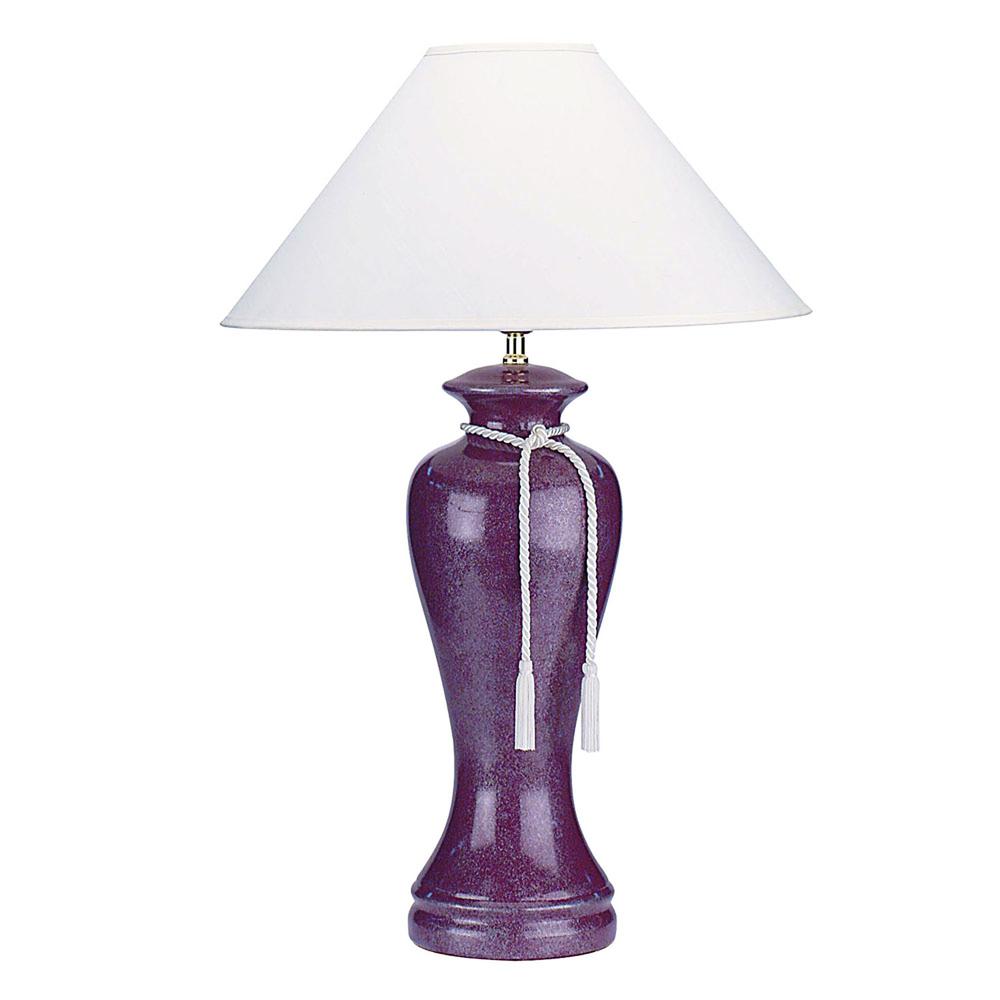 35" Red Burgundy Glaze Ceramic Urn Table Lamp With White Classic Empire Shade. Picture 2