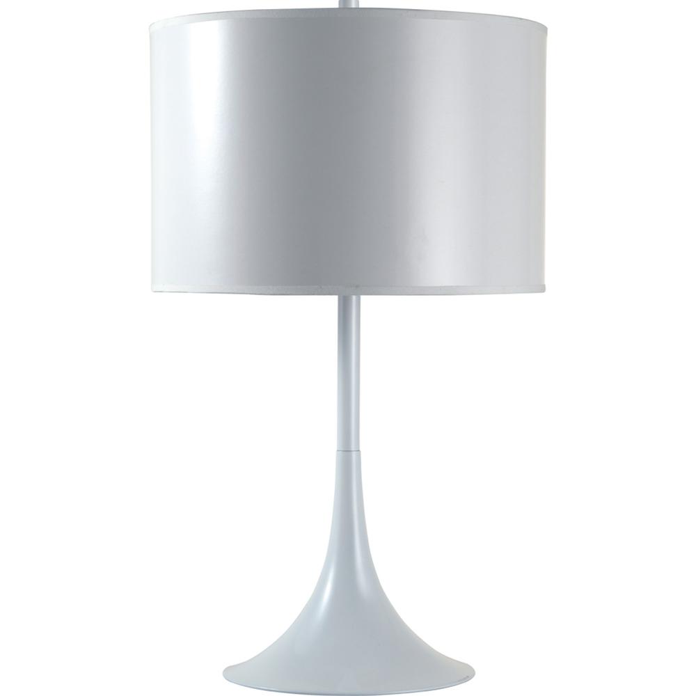 25" White Metal Table Lamp With White Classic Drum Shade. Picture 2