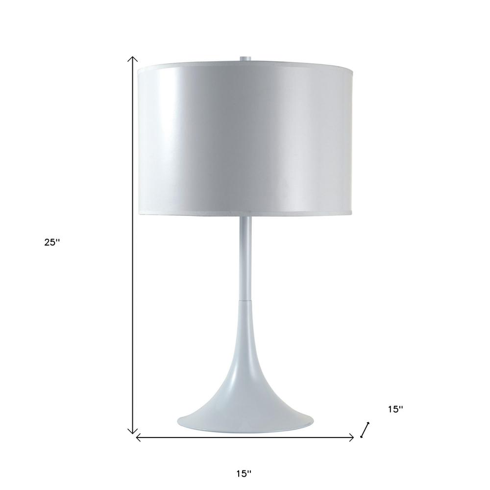 25" White Metal Table Lamp With White Classic Drum Shade. Picture 6