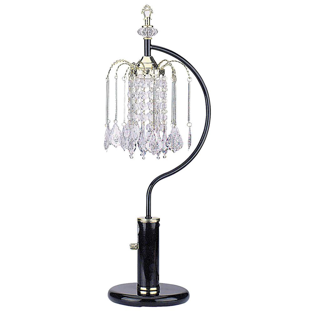 27" Black and Gold Metal Faux Crystal Chandelier Table Lamp. Picture 2