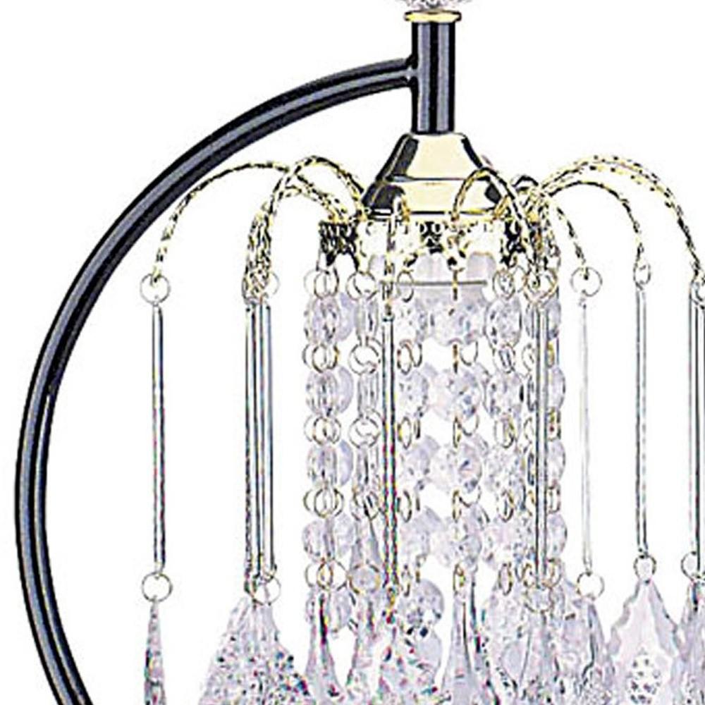 27" Black and Gold Metal Faux Crystal Chandelier Table Lamp. Picture 3