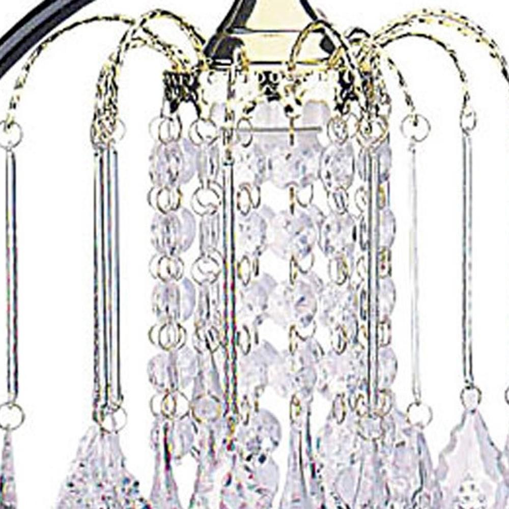 27" Black and Gold Metal Faux Crystal Chandelier Table Lamp. Picture 4