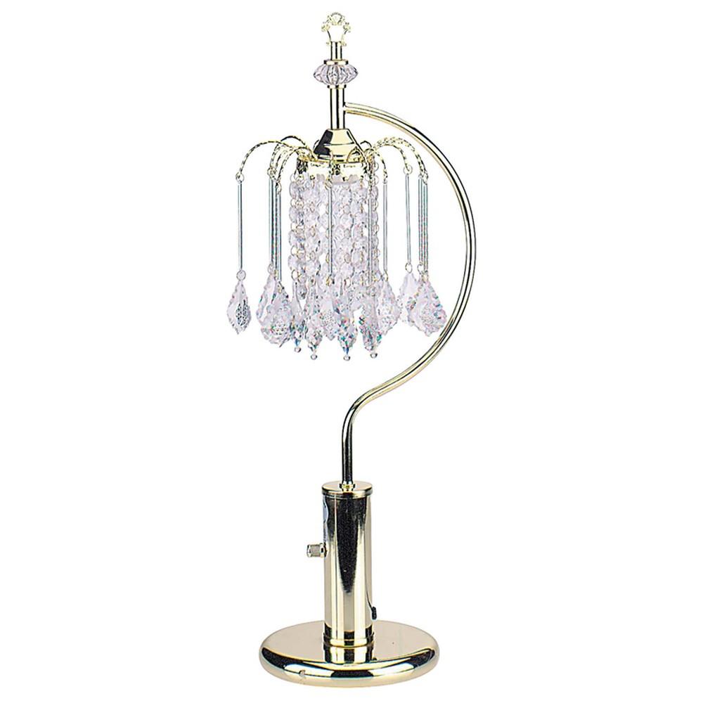 27" Gold Metal Chandelier Faux Crystal Table Lamp. Picture 1