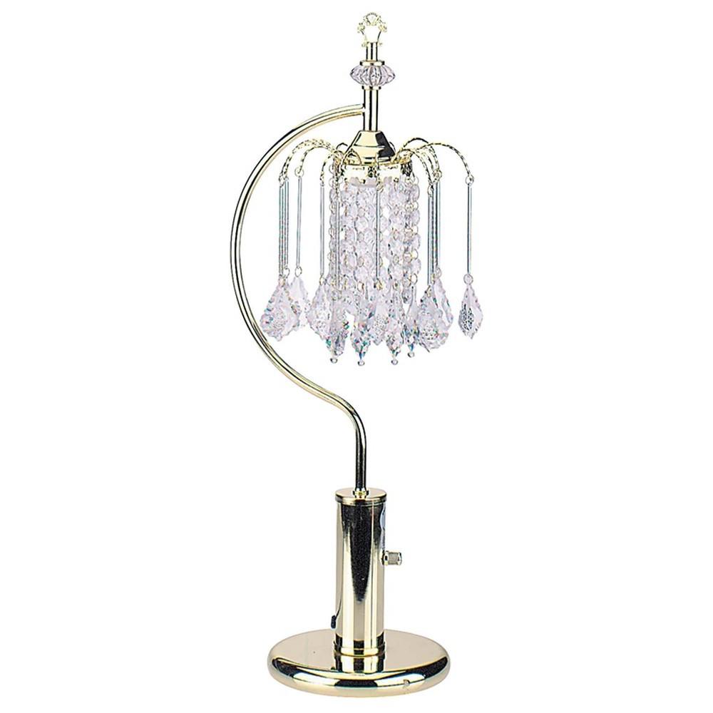 27" Gold Metal Chandelier Faux Crystal Table Lamp. Picture 2
