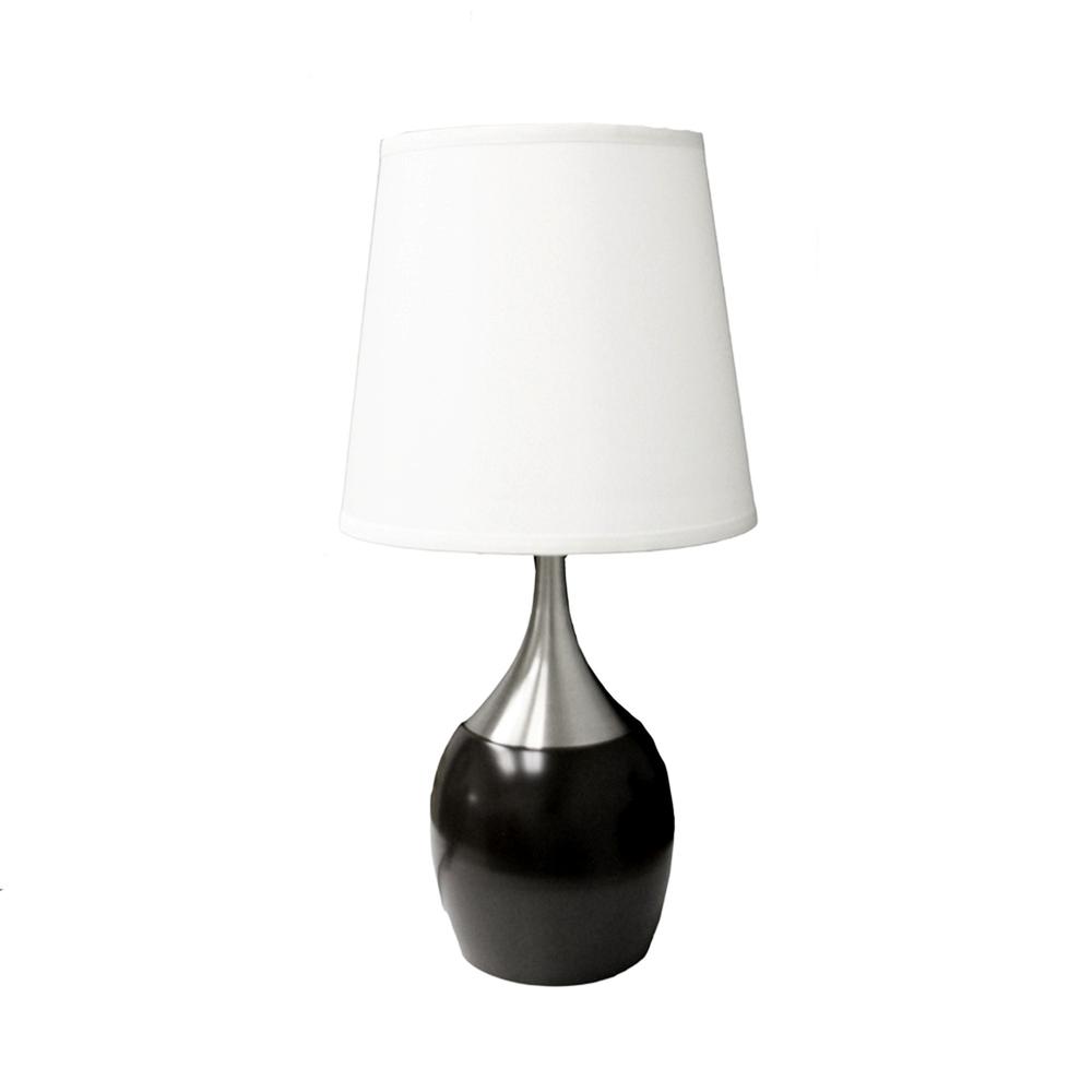 25" Black and Silver Gourd Table Lamp With White Tapered Drum Shade. Picture 1