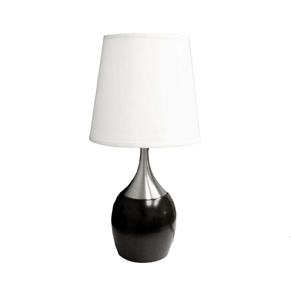 25" Black and Silver Gourd Table Lamp With White Tapered Drum Shade. Picture 2