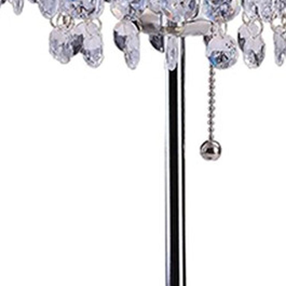 20” Modern Tall Silver Crystal Chandelier Lamp. Picture 4