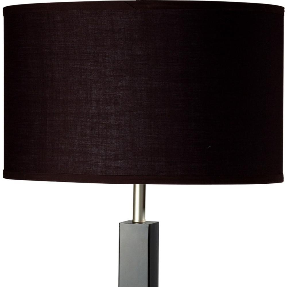 30" Black Polyresin Table Lamp With Brown Classic Drum Shade. Picture 3
