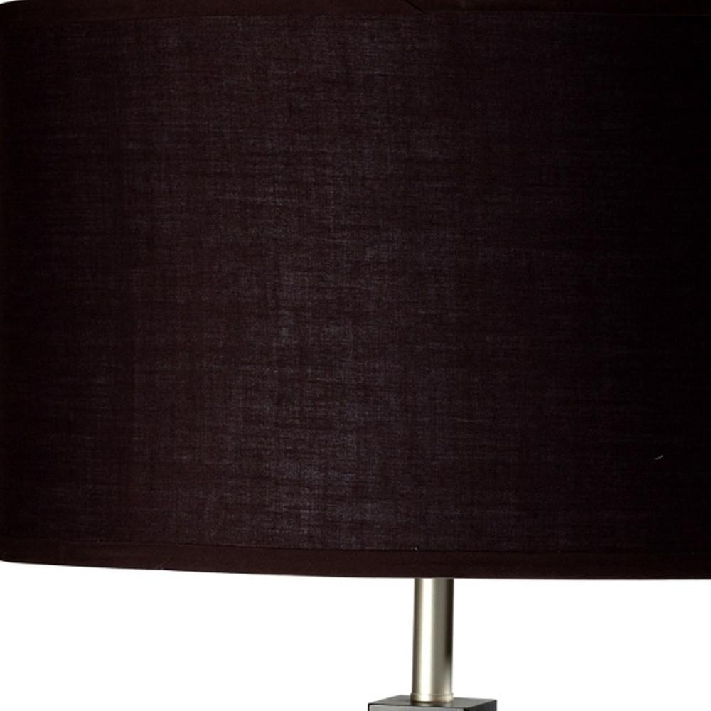 30" Black Polyresin Table Lamp With Brown Classic Drum Shade. Picture 4
