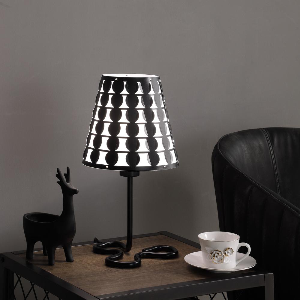 16” Modern Black And White Metal Table Lamp. Picture 3