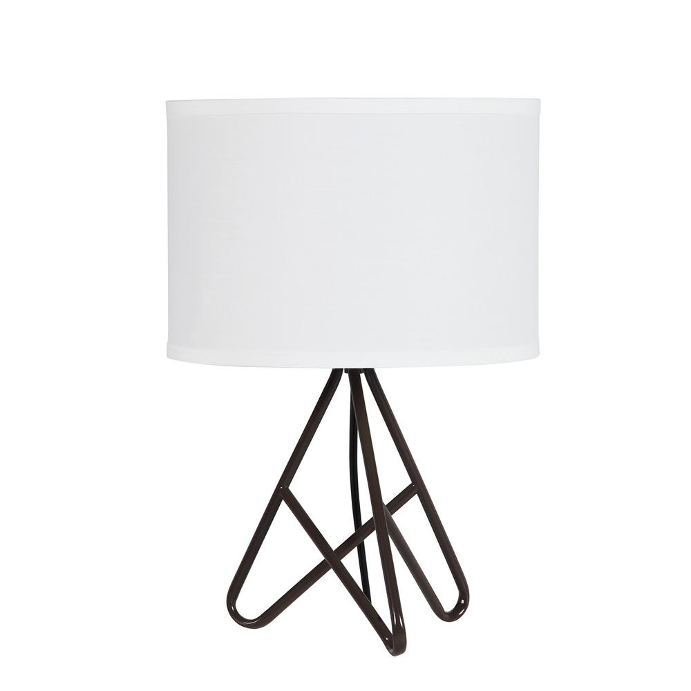18” Asymmetric Espresso Metal Table Lamp. Picture 1